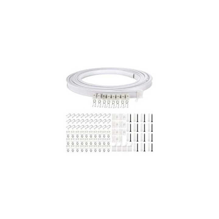 Sina de perdea flexibila curbata, 5m, plastic metal, set complet