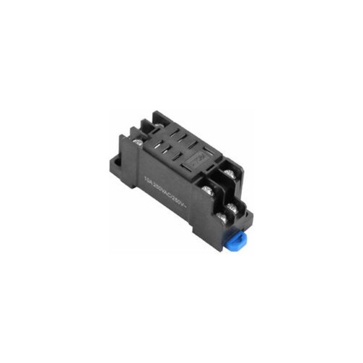 Baza releu 8 pini negru 220V 10A montaj pe sina DIN