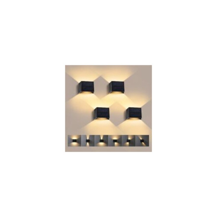 Set 4 aplice LED exterior, alb cald, reglabil, IP65, 1200mAh, 240°