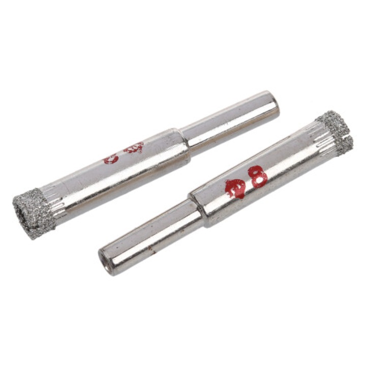 2 darabos gyémánt fúrókészlet üveghez, ezüst, 8x51mm