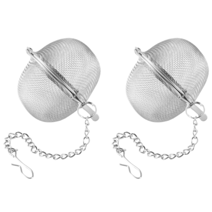 2 db teatojás készlet, rozsdamentes acél, ezüst, 4.5cm átmérő