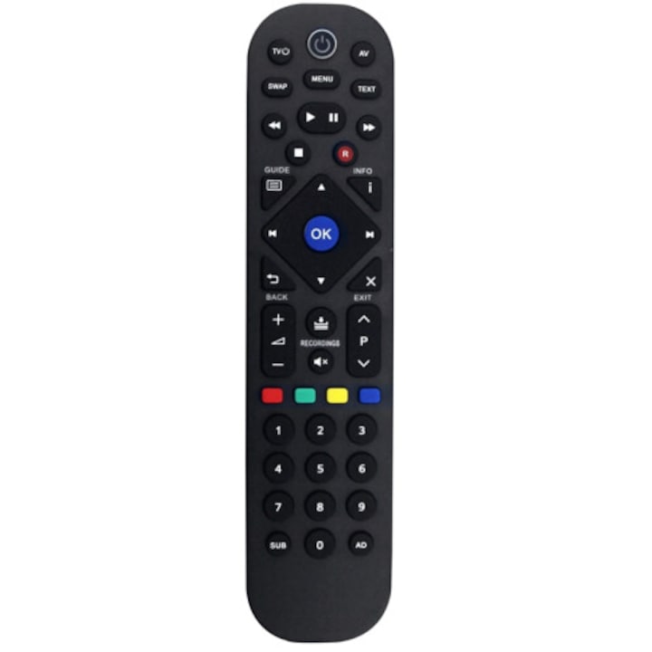 Telecomanda inlocuire T2-R, negru, 2xAAA, ABS