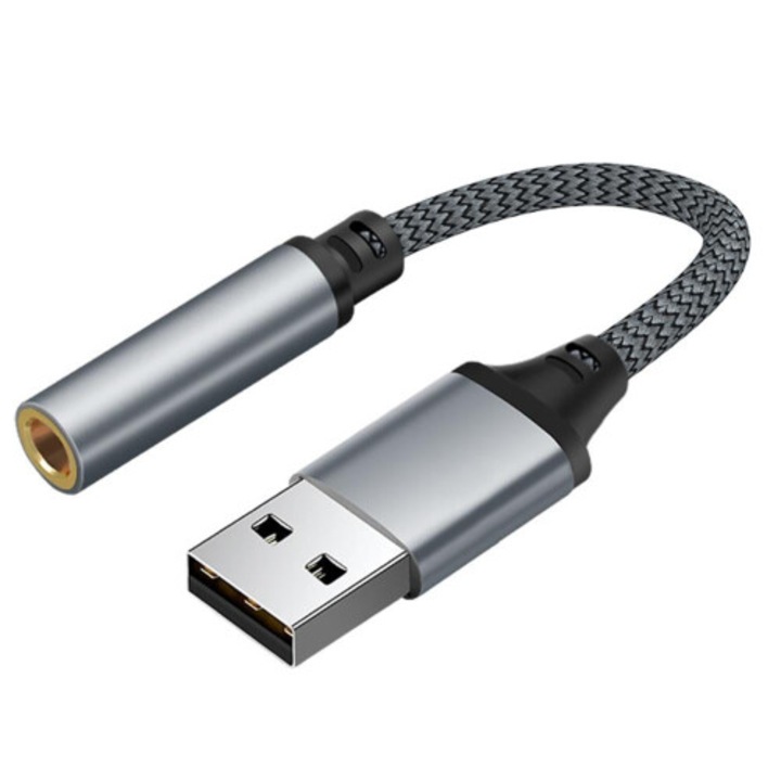 Külső USB hangkártya adapter 3.5mm nylon 0.15m