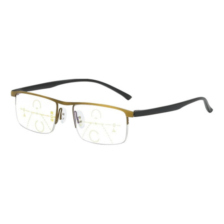 Ochelari de citit progresivi multifocali, anti-lumina albastra, titan, negru, 15x5x2cm