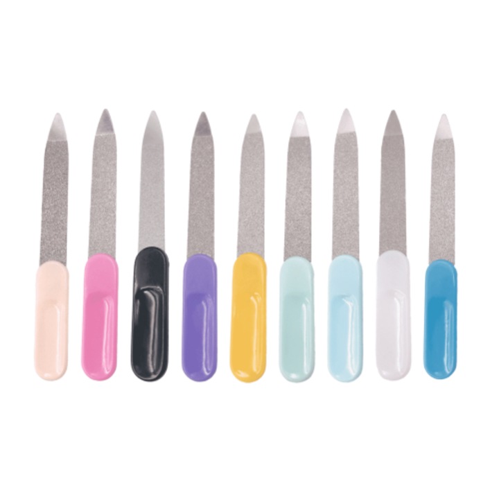 Set 9 piese pile unghii inox si plastic multicolor compact