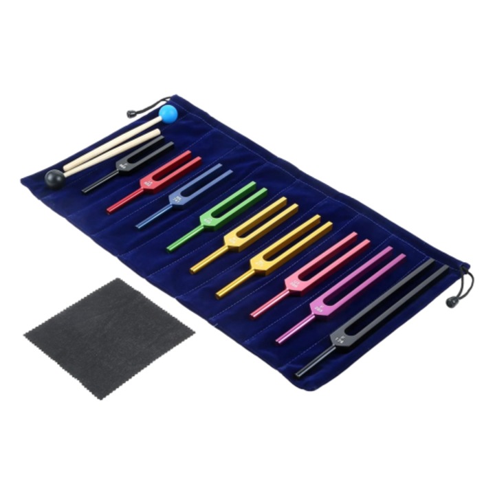 Set Diapazoane, 9 Bucati Diapazoane Colorate pentru Vindecarea Chakrelor, Terapie prin Sunet, Mentinerea Corpului, Mintii si Spiritului in Armonie Perfecta