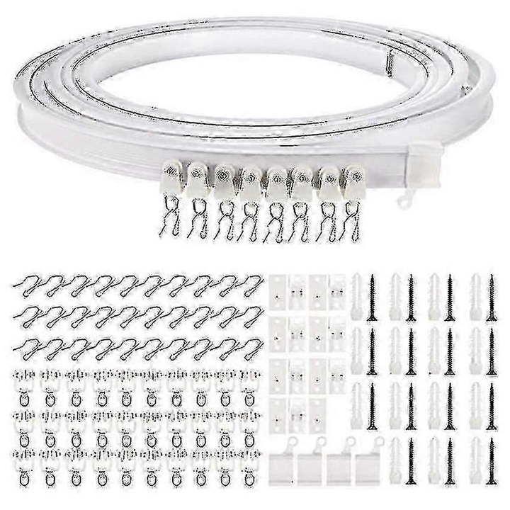 Sina perdea flexibila, 1-5m, alb, set complet