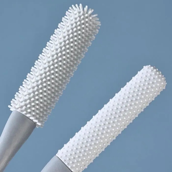 Perie exfolianta pentru picioare, silicon, maner lung, hipoalergenica