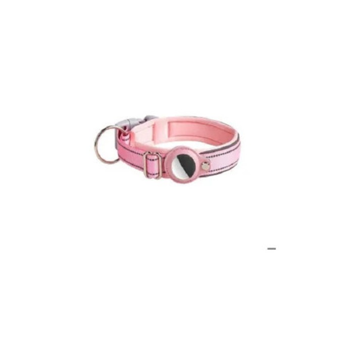 Zgarda de localizare pentru caini, roz, XL, 24,5x10,5cm, nailon, reglabila, cu catarama metalica