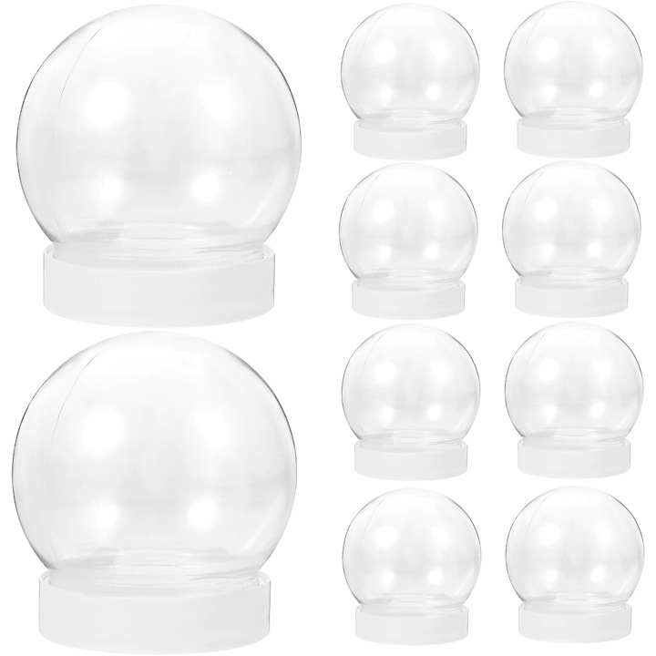 Glob de zapada gol din plastic pentru artizanat DIY de iarna pentru Craciun 150 ml set de 10 bucati