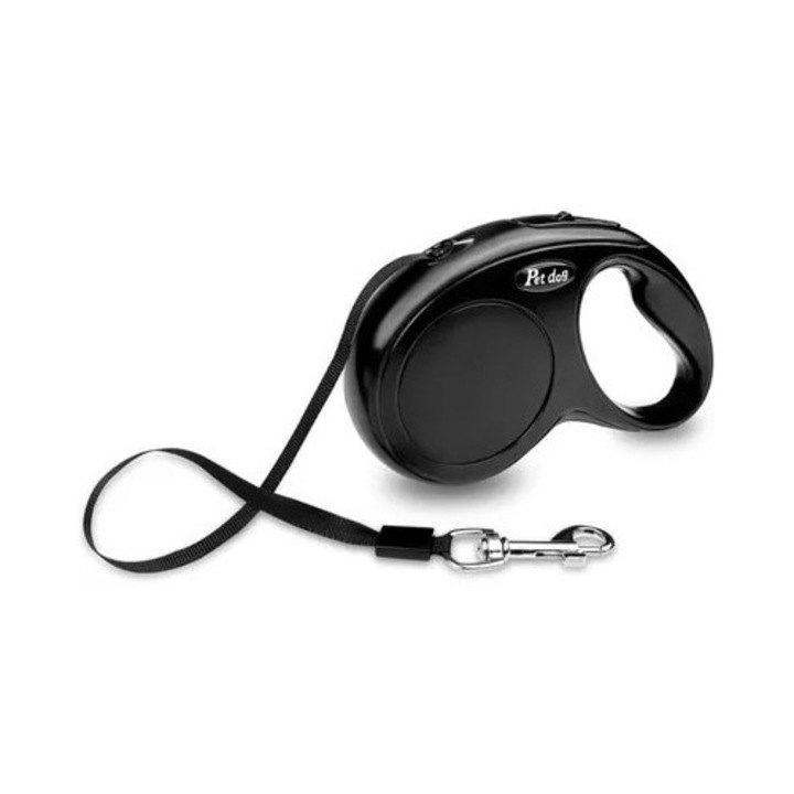 Lesa retractabila caini mici si medii 5m negru ergonomic