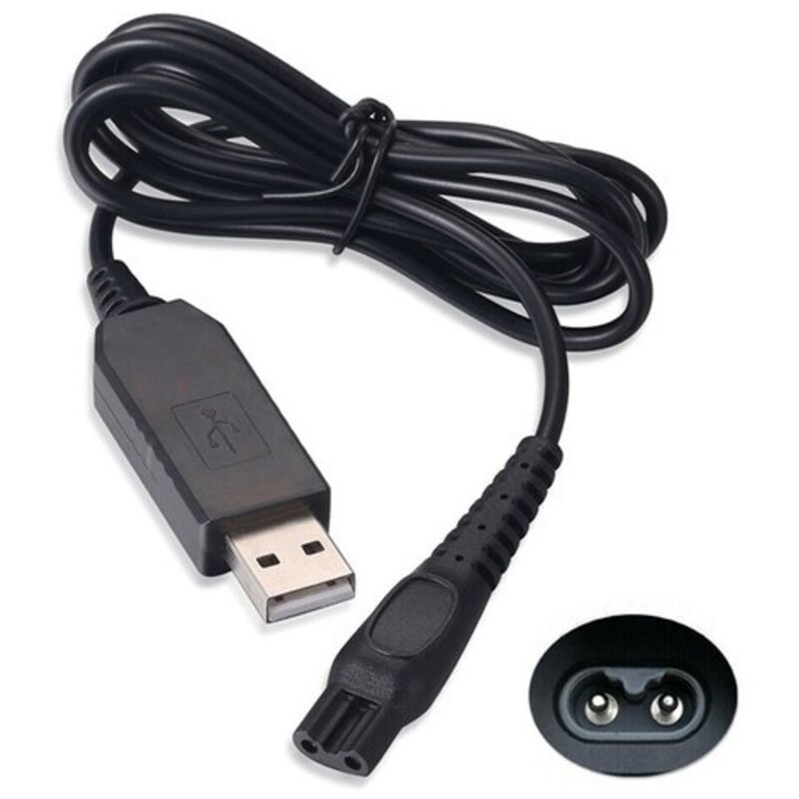 Cablu incarcare USB negru pentru aparat de ras si tuns Philips OneBlade QP2630