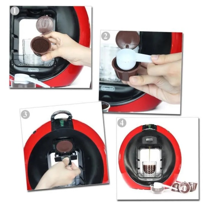 Set 3 capsule cafea reutilizabile, filtru, negru