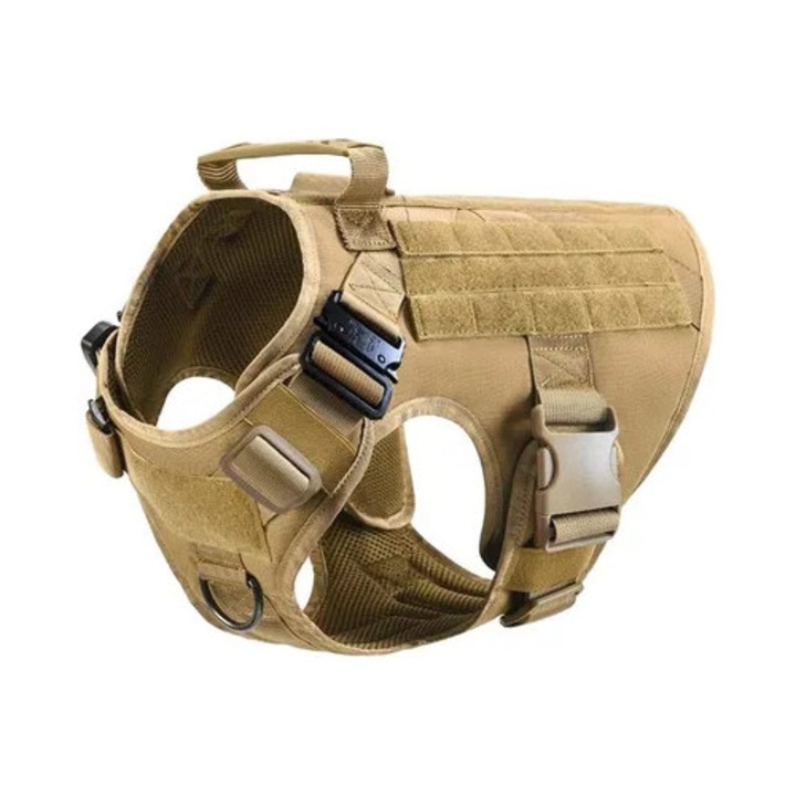 Ham tactic pentru caini, marimea L, negru, respirabil, reglabil, 45-60x70-89cm