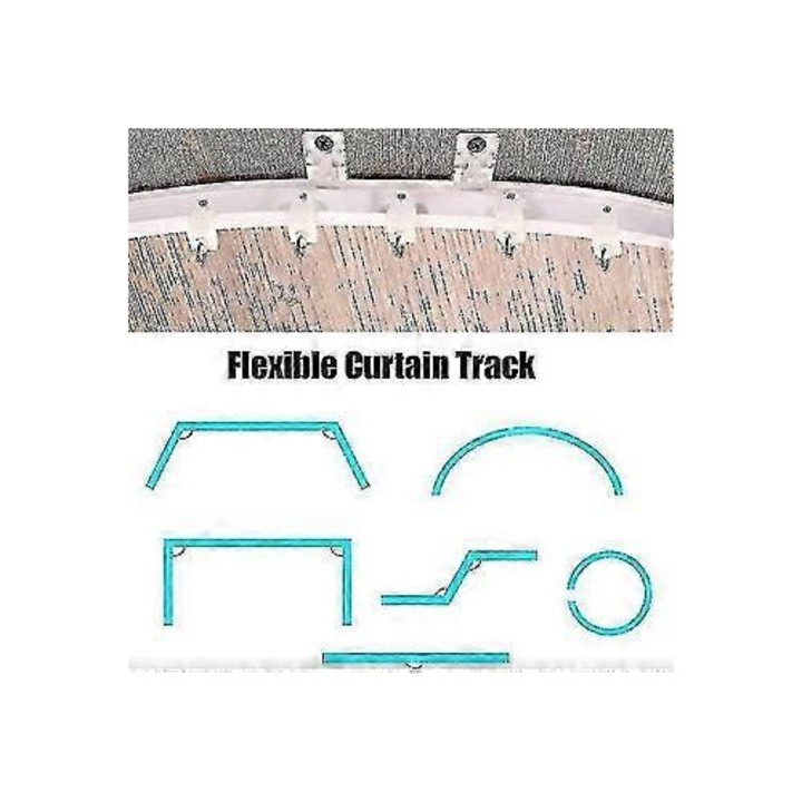 Sina flexibila pentru perdele, 1-5m, alb, set complet