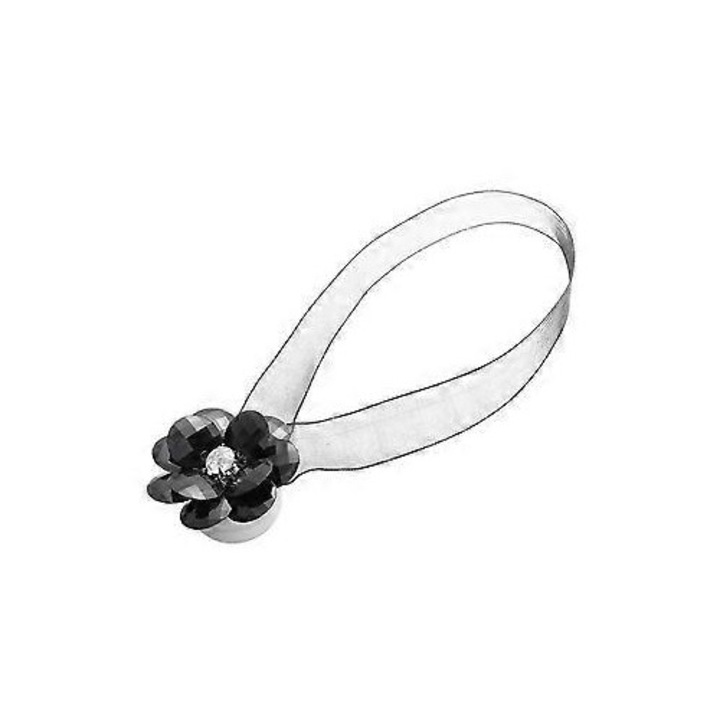 Suport perdea magnetic floare negru 30x5cm set 1 buc