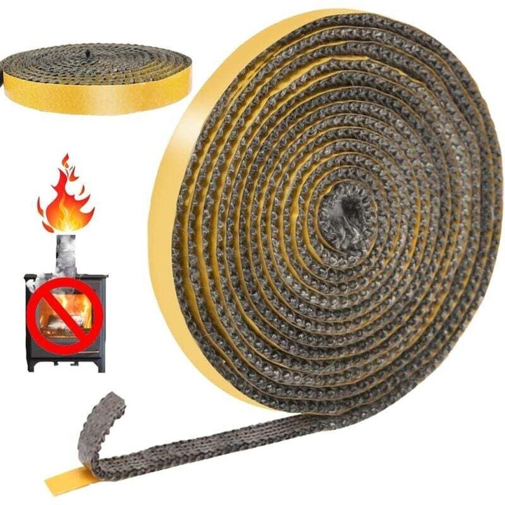 Garnitura autoadeziva pentru soba si semineu, fibra de sticla, rezistenta la caldura, 2x10x300cm