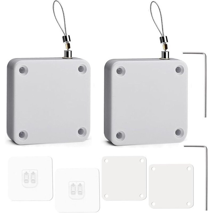 Inchizator automat usa, alb, 2 piese, cablu otel 1.2mm, 20x000 cicluri