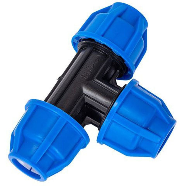 Műanyag T-idom PE 32x32mm csövekhez, többszínű