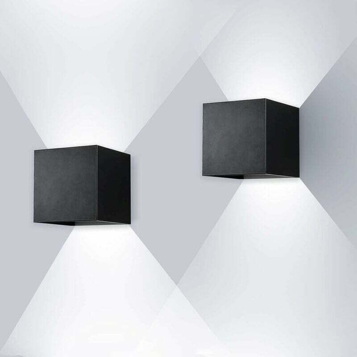 LED аплик за стена 12W, студено бяло, IP67, 10x10x10см