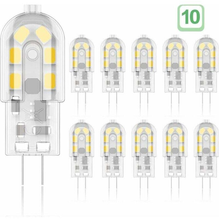 LED izzó G4 2W 3000K hideg fehér 36x12mm 10 db-os szett