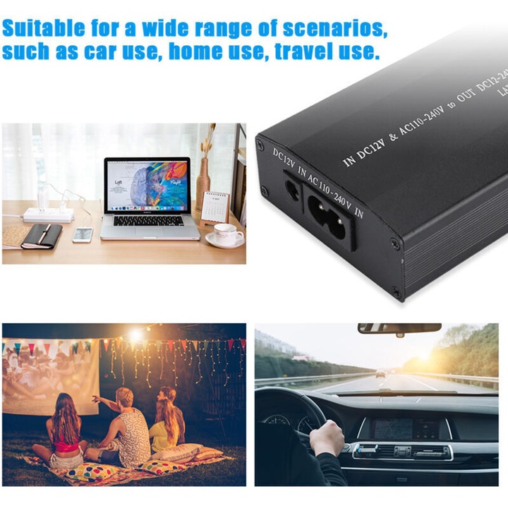 Univerzális laptop adapter 90W, 34 DC port, fekete, 11.5x6.5x2.5cm