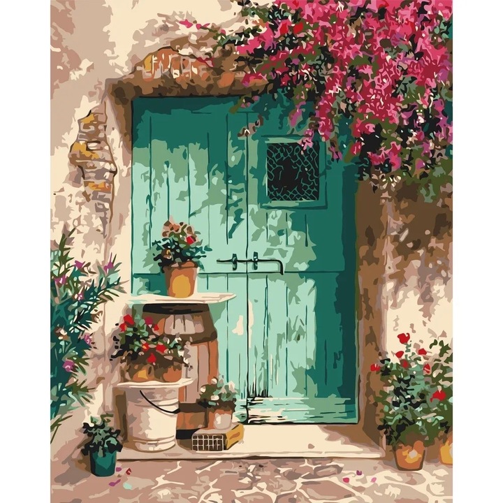 Pictura pe numere Criando, panza numerotata intinsa pe sasiu de lemn, set pensule si culori acrilice, cutie carton cu maner, 40x50 cm LW199