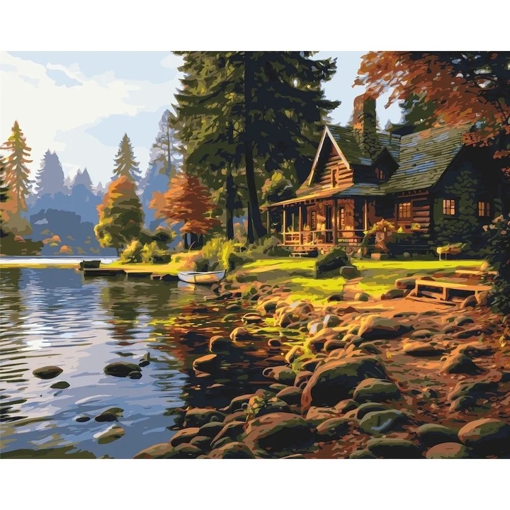 Pictura pe numere Criando, panza numerotata intinsa pe sasiu de lemn, set pensule si culori acrilice, cutie carton cu maner, 40x50 cm LW31250