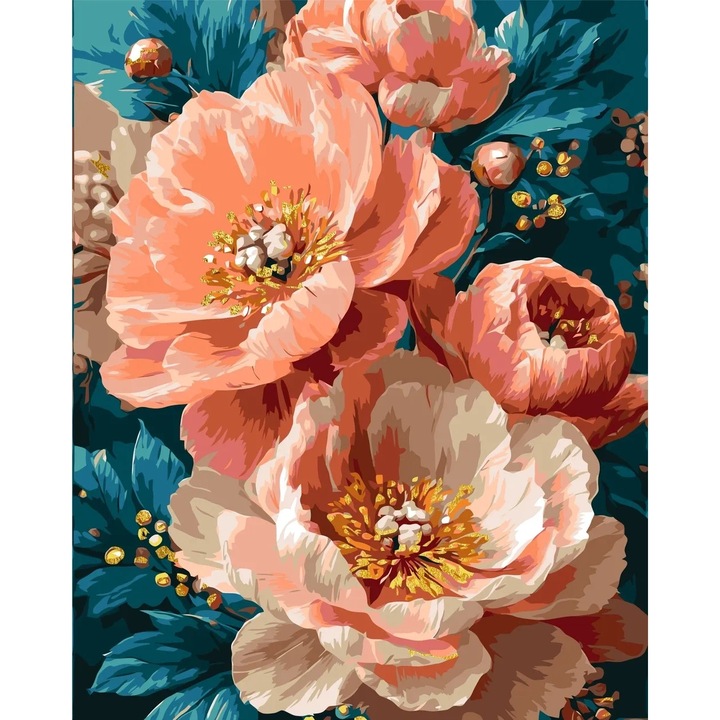 Pictura pe numere Criando, panza numerotata intinsa pe sasiu de lemn, set pensule si culori acrilice, cutie carton cu maner, (culori acrilice metalizate) 40x50 cm LW3170-01