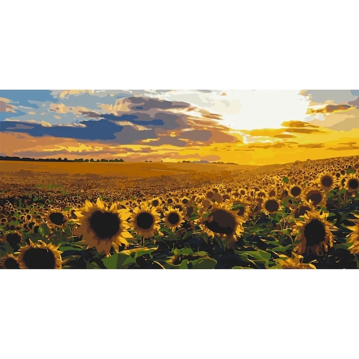 Pictura pe numere Criando, panza numerotata intinsa pe sasiu de lemn, set pensule si culori acrilice, cutie carton cu maner, 40x80 cm LW5099