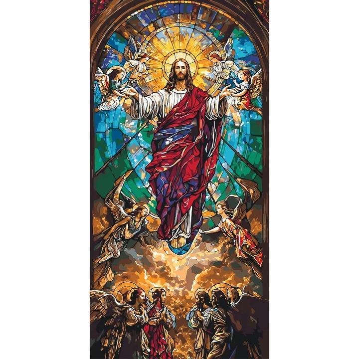 Pictura pe numere Criando, panza numerotata intinsa pe sasiu de lemn, set pensule si culori acrilice, cutie carton cu maner, 40x80 cm LW5111