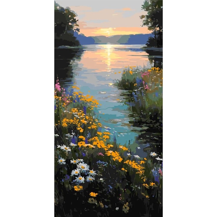 Pictura pe numere Criando, panza numerotata intinsa pe sasiu de lemn, set pensule si culori acrilice, cutie carton cu maner, 40x80 cm LW5171