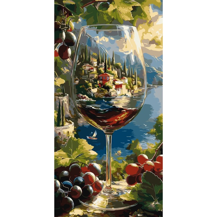 Pictura pe numere Criando, panza numerotata intinsa pe sasiu de lemn, set pensule si culori acrilice, cutie carton cu maner, 40x80 cm LW5186