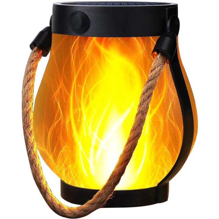 Lampa solara cu flacara palpaitoare, rezistenta la apa, suspendata, 20x10cm