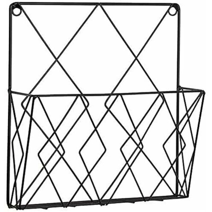Raft metalic perete, organizator reviste, negru, 25x26cm