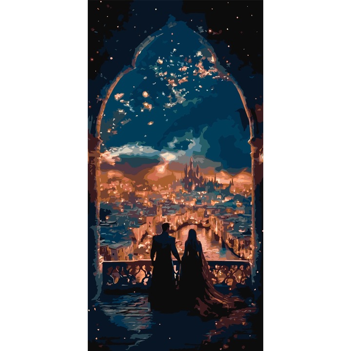 Pictura pe numere Criando, panza numerotata intinsa pe sasiu de lemn, set pensule si culori acrilice, cutie carton cu maner, 40x80 cm LW5180