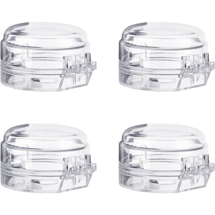 Set 4 bucati, capace de protectie pentru butoane aragaz, protectoare pentru butoane, din PP, transparente, rezistente la ulei, detasabile, compatibile cu butoane cu diametru sub 4,2 cm, 6 x 4 cm