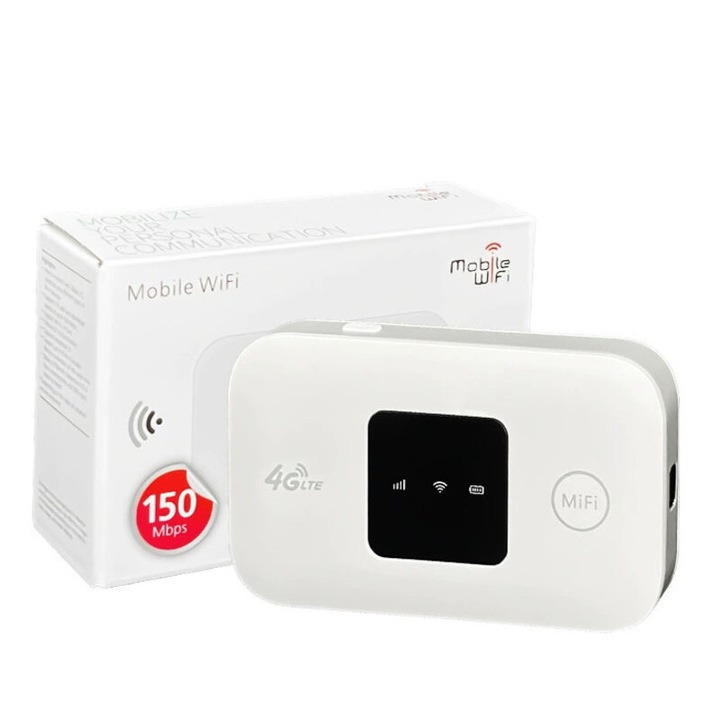 4G LTE hordozható router, mobil hotspot, 2100mAh akkumulátor, fekete, kompakt
