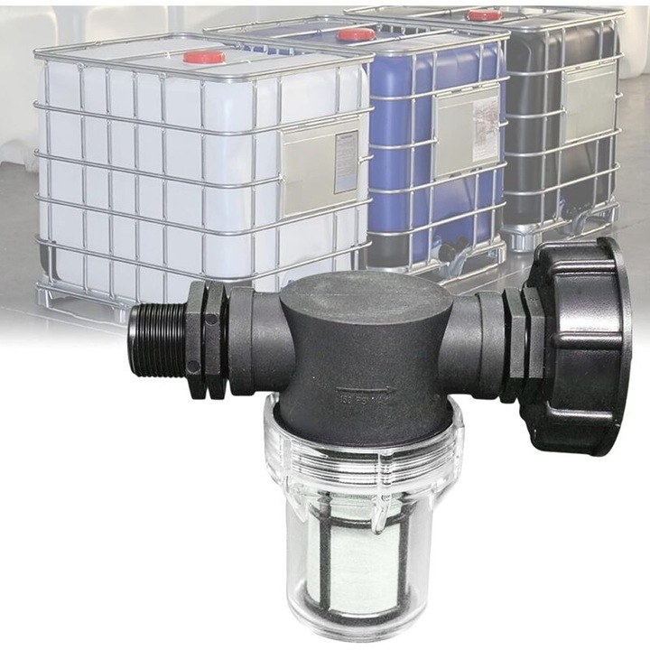 Conector robinet pentru rezervor 1000L, filtru aluminiu, filet 3/4"