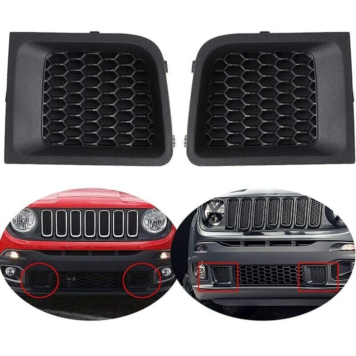Set grile bara fata Jeep Renegade 2015-2018 ABS negru