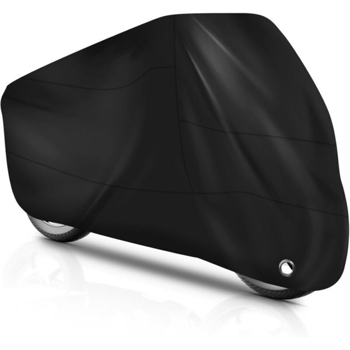 Vízálló motorkerékpár takaró 210D poliészter fekete 245x105x125cm