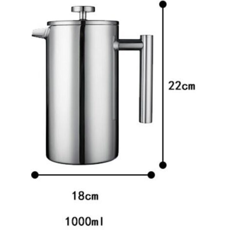 Cafetiera presa franceza inox 1L dublu perete izolat