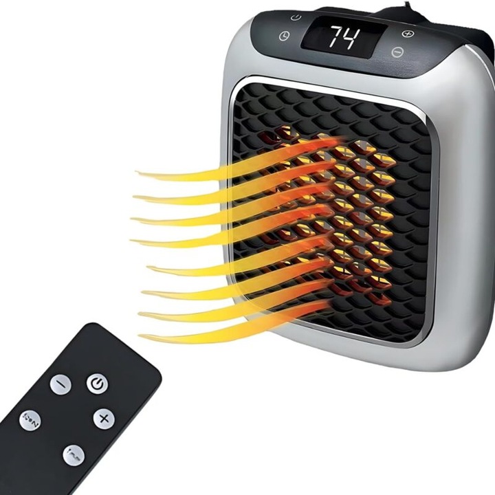 Hordozható kerámia PTC hősugárzó 800W, távirányító, LCD kijelző, túlmelegedés elleni védelem