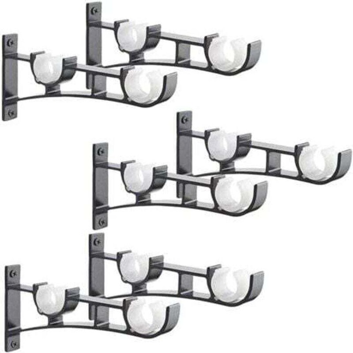 Set 6 suporturi metalice pentru draperii, aluminiu, 1-3cm, rezistente, argintiu