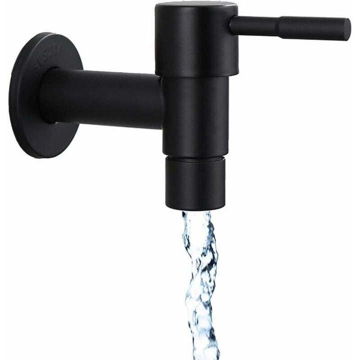 Robinet perete inox negru 1/2" conectare rapida 4x puncte