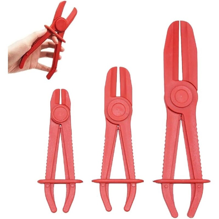 Tömlőbilincs készlet, 3 részes, rugalmas nylon, piros, 25x5.38x2cm 18x4.5x2cm 15.5x4x2cm