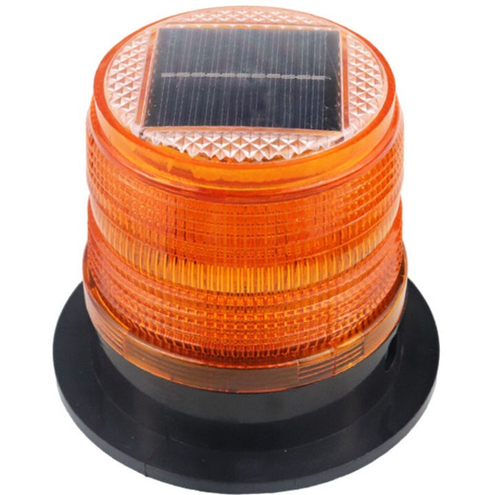 Lampa de avertizare LED K0472-0610-XL3210, solara cu panou, cu baza magnetica, intermitenta, portocaliu