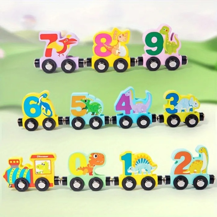 Montessori mágneses állatos puzzle építőjáték készlet, többszínű vonat