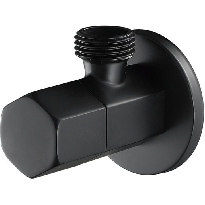 Кран за спиране на вода, месинг, черен G1/2" триъгълен 20x20mm