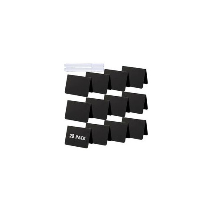 Set 20 panouri mini ardezie, forma A, negru, 7.62x10.16cm, cu 2 markere stergatoare